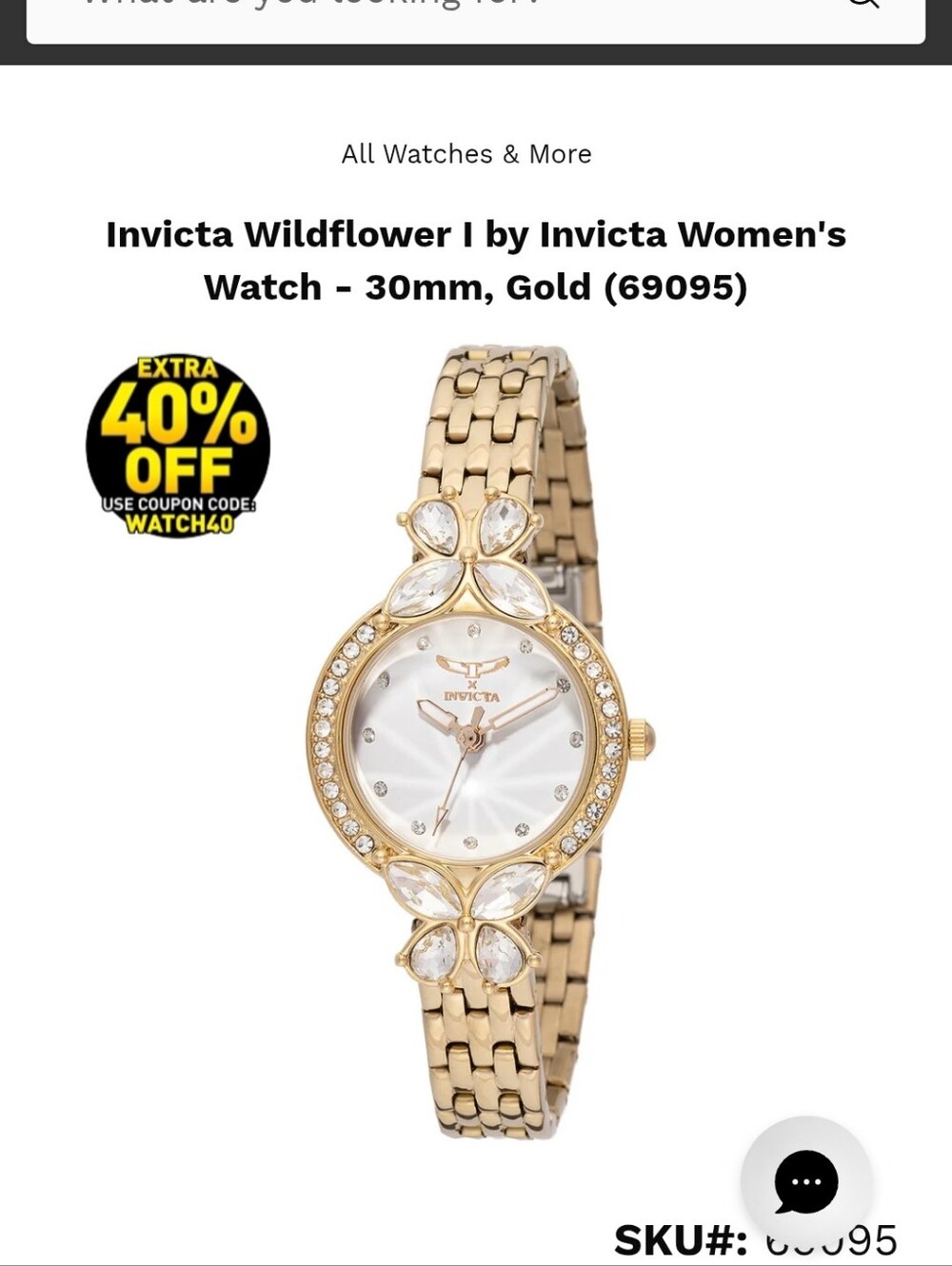 324. Invicta Wildflower I by Invicta Women's Watch - 30mm, Gold (69095)